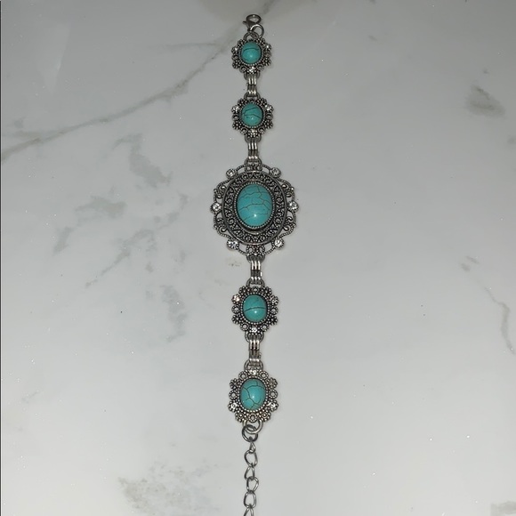 Brighton Jewelry - Silver Plated Turquoise & Crystal Studded Bracelet